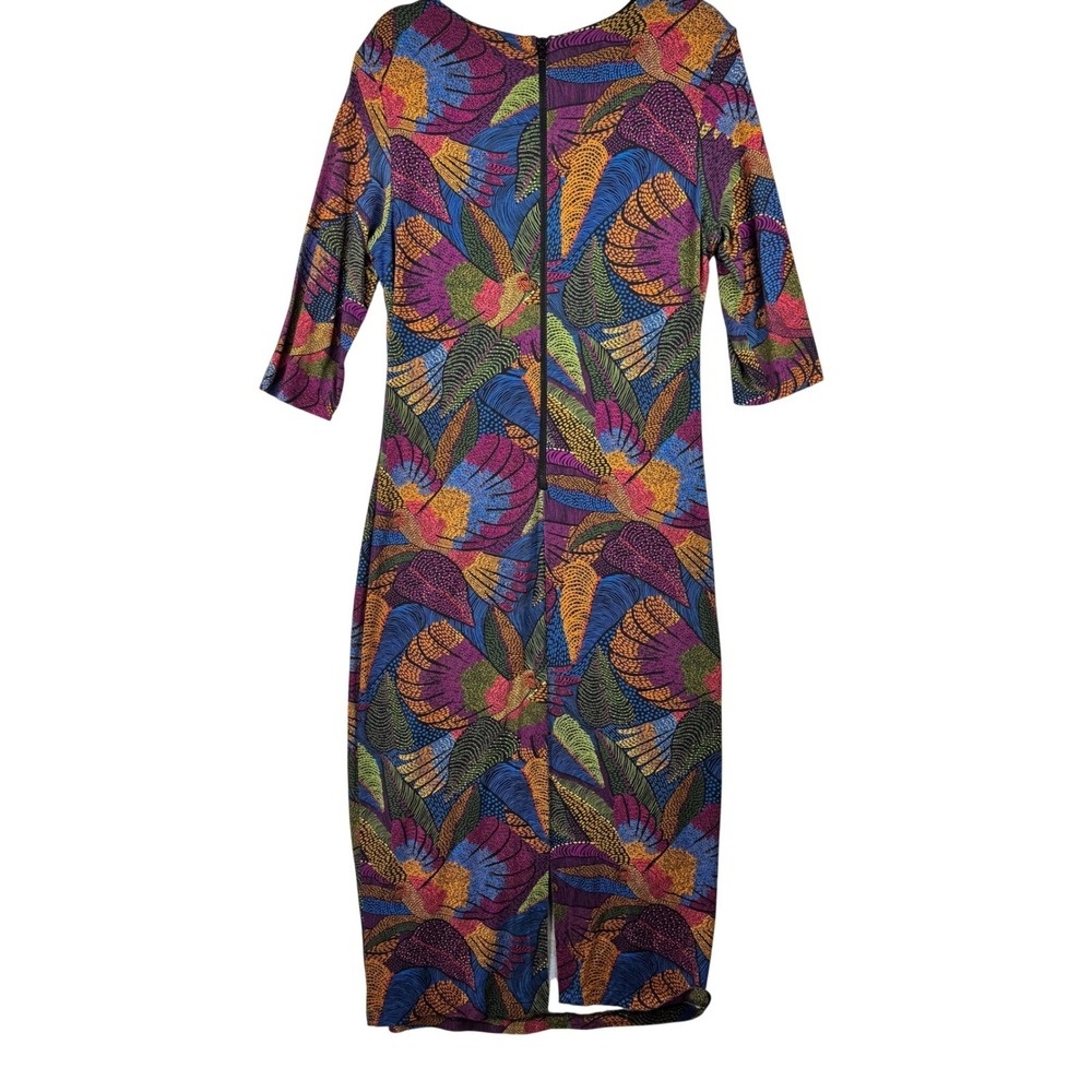 Farm Rio Dress Tropical Bird Flowers Macaws Midi Womens Large Multicolor Boho - Picture 11 of 16